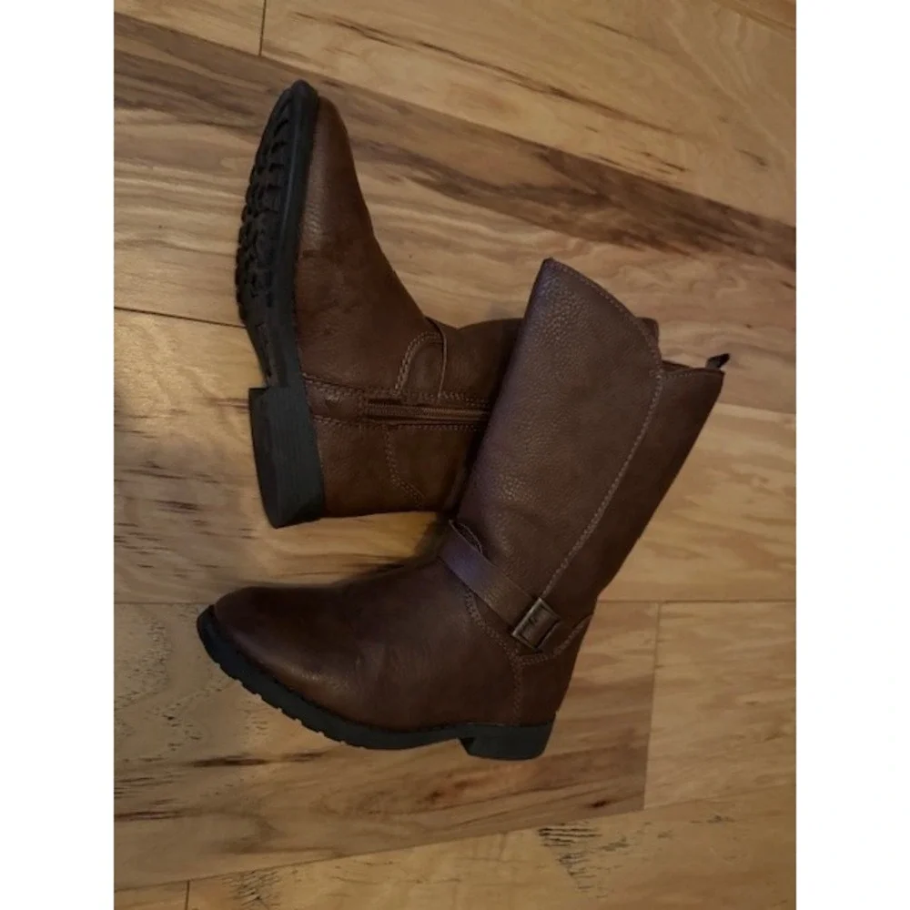 OshKosh Bgosh Lumi‎ Brown Faux Leather Tall Boots Girls Size 11M OF22K02H